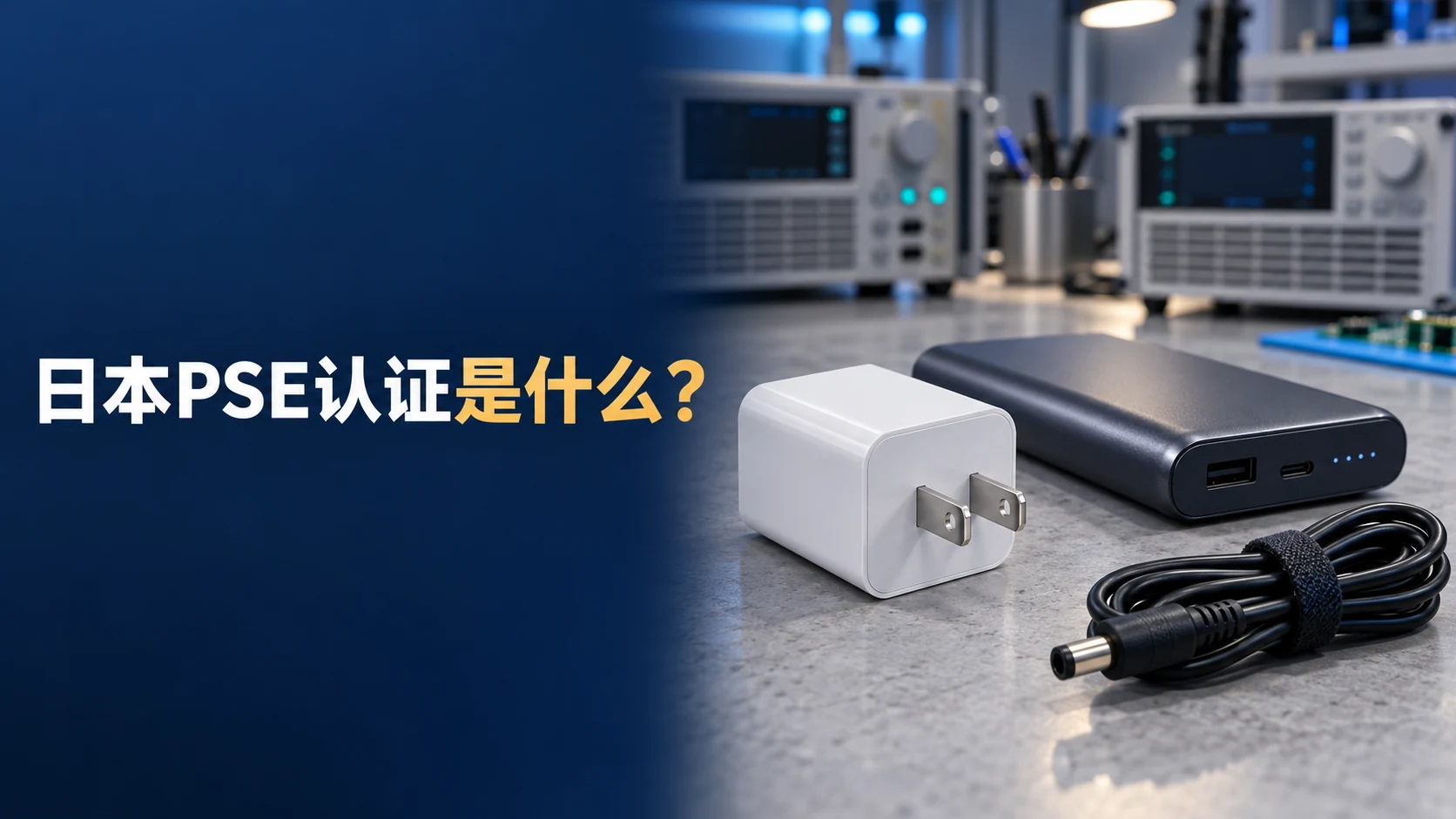 日本PSE认证是什么文章封面，日本A型两扁脚电源适配器与专业检测场景
