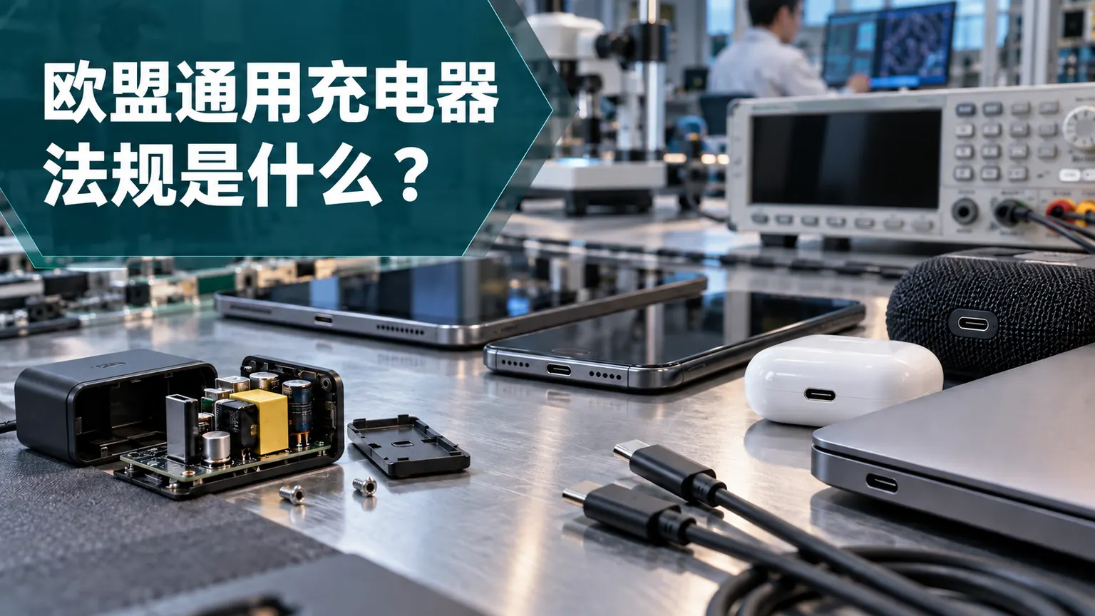 欧盟通用充电器法规是什么文章封面，电子产品USB-C接口与专业检测实验室