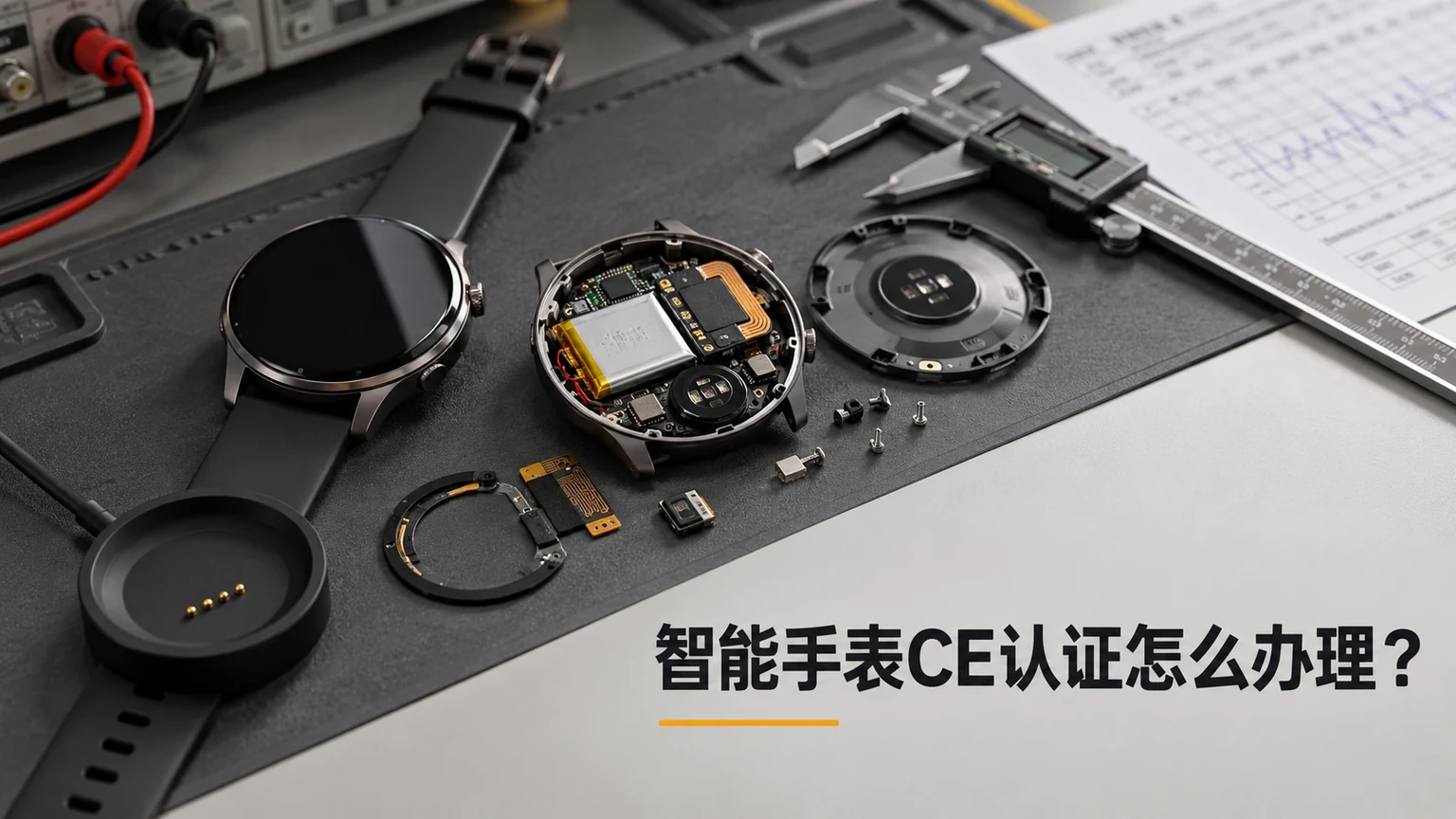智能手表CE认证怎么办理文章封面,拆解手表与检测工作台