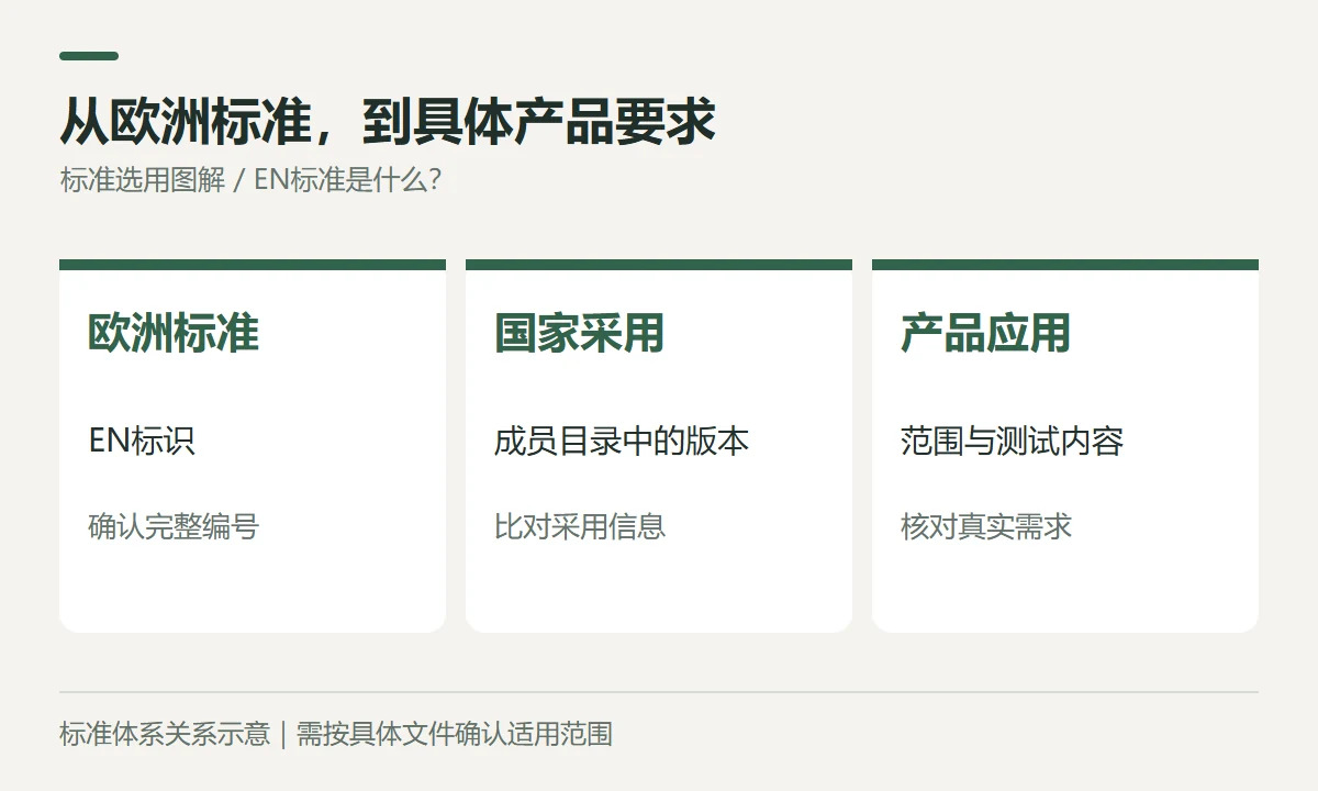 从欧洲标准,到具体产品要求示意图