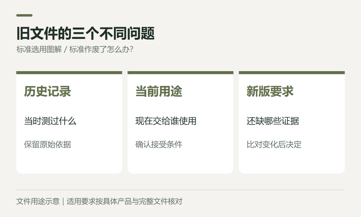 旧文件的三个不同问题示意图