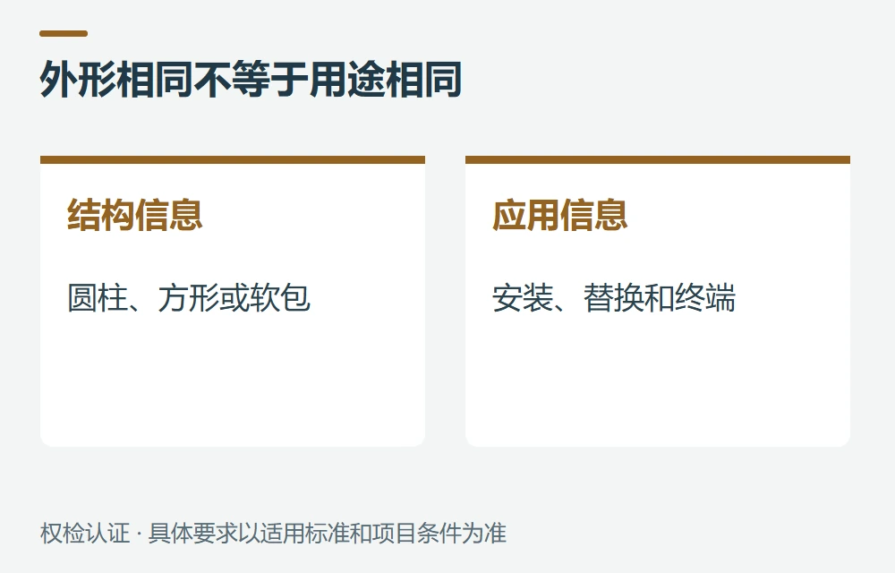 哪些用途需要进一步判断,不能只看电芯外形示意图