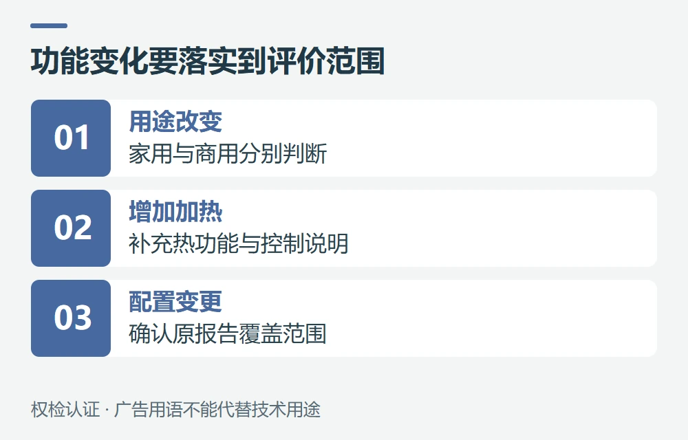 家用变商用、增加加热功能,标准怎样调整示意图