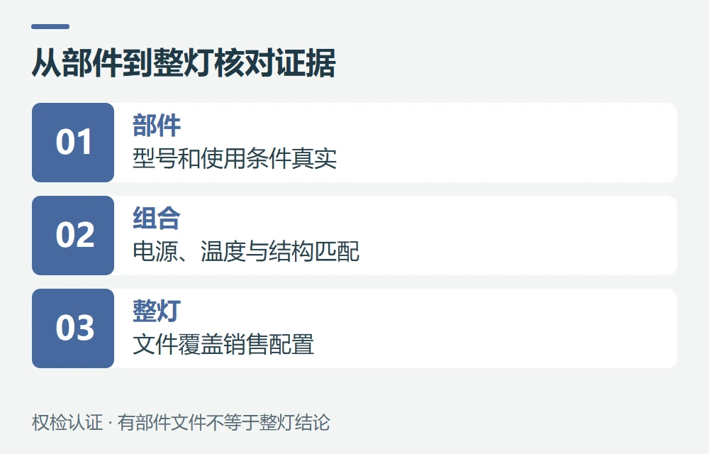 适配器、驱动器和灯珠资料各能证明什么示意图