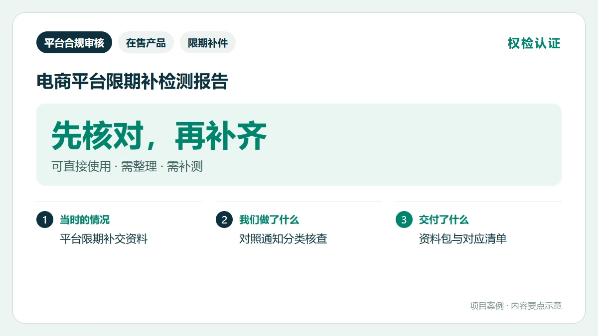电商平台限期补检测报告案例要点图