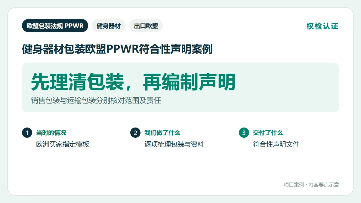 健身器材包装欧盟PPWR符合性声明案例案例要点图