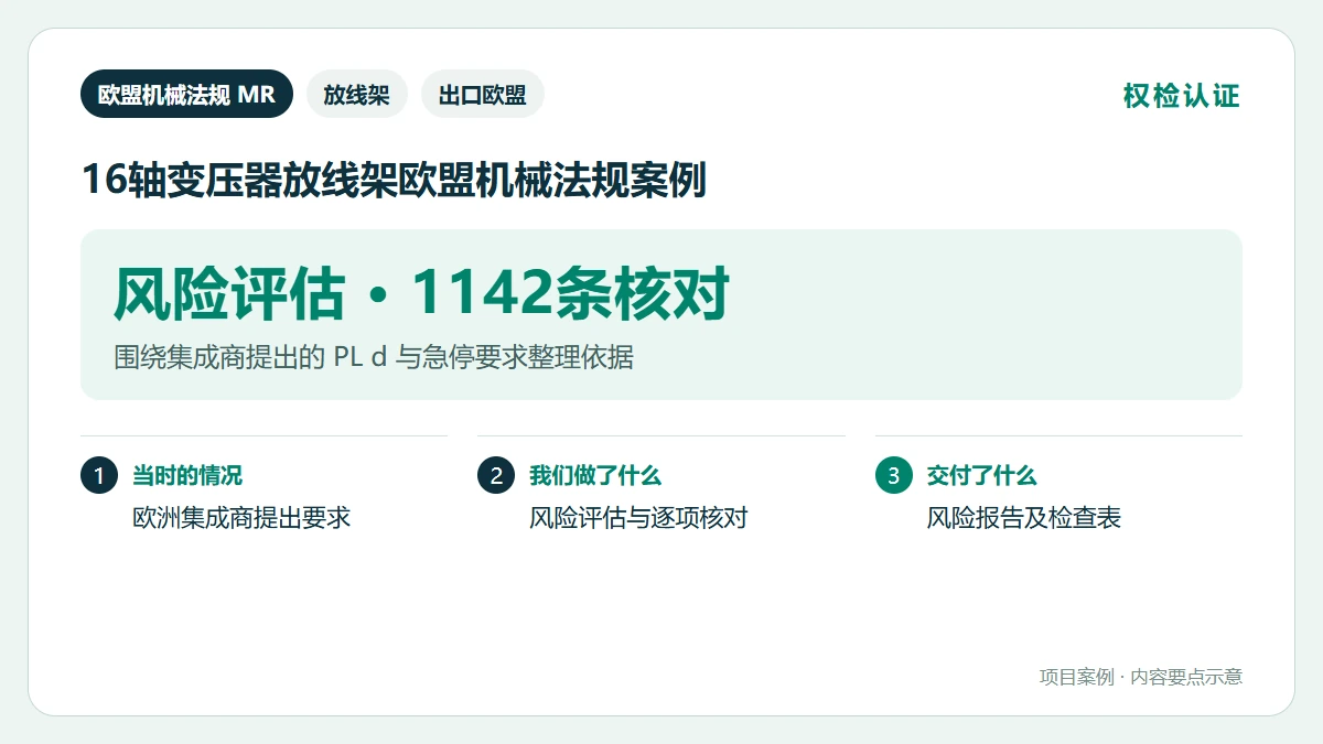 16轴变压器放线架欧盟机械法规案例案例要点图