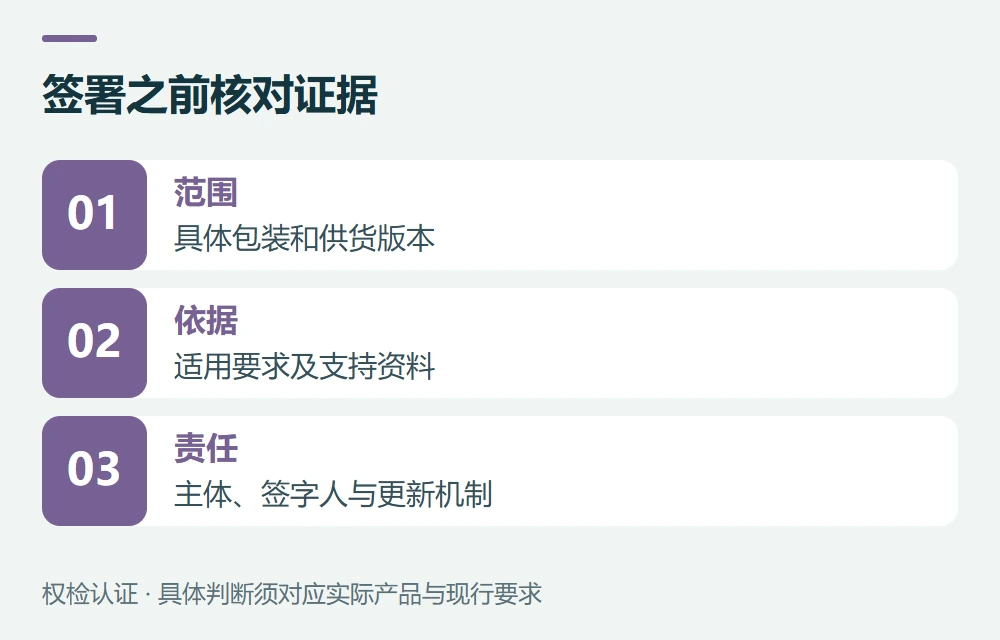 决定签署前,先把声明范围和证据对齐示意图