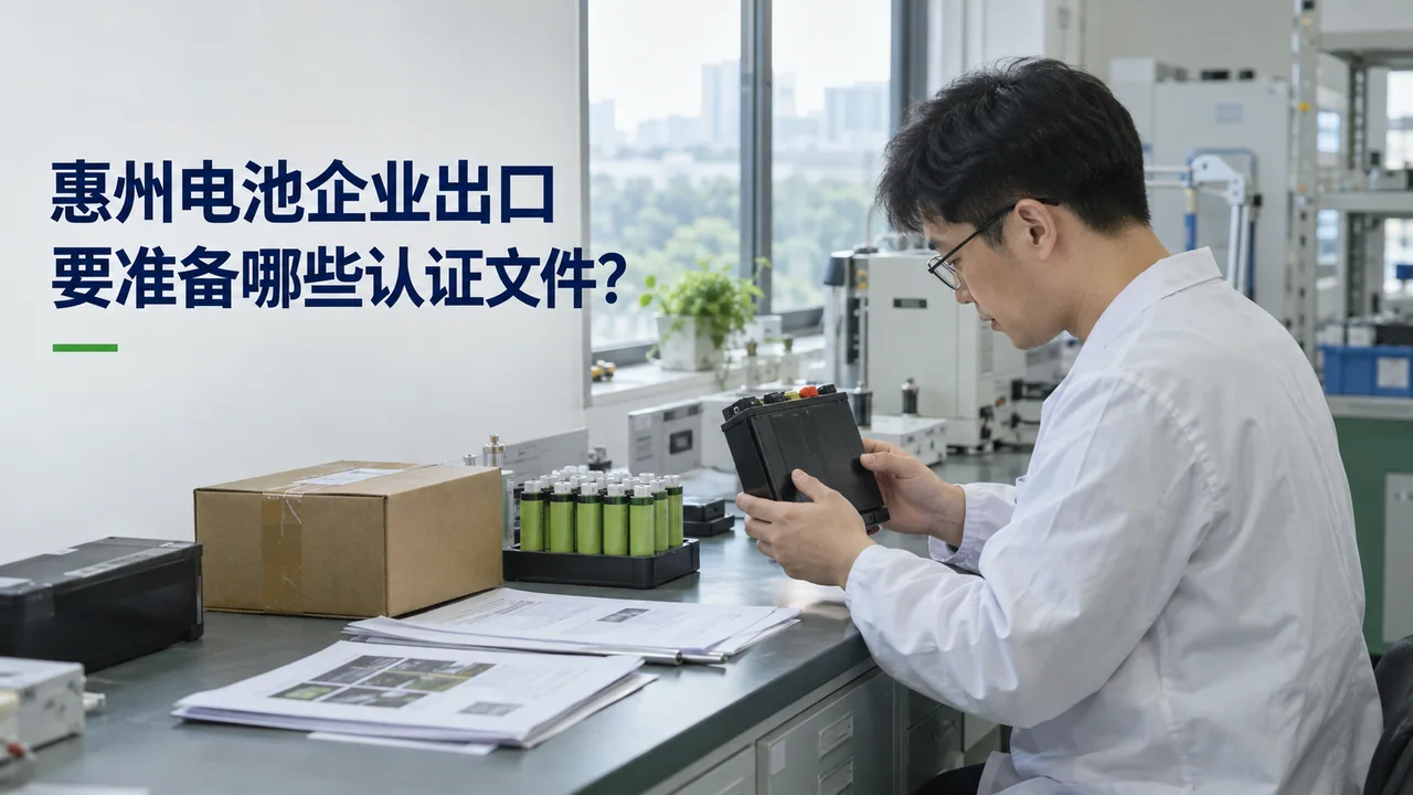 惠州电池企业出口,要准备哪些认证文件?(AI示意配图)