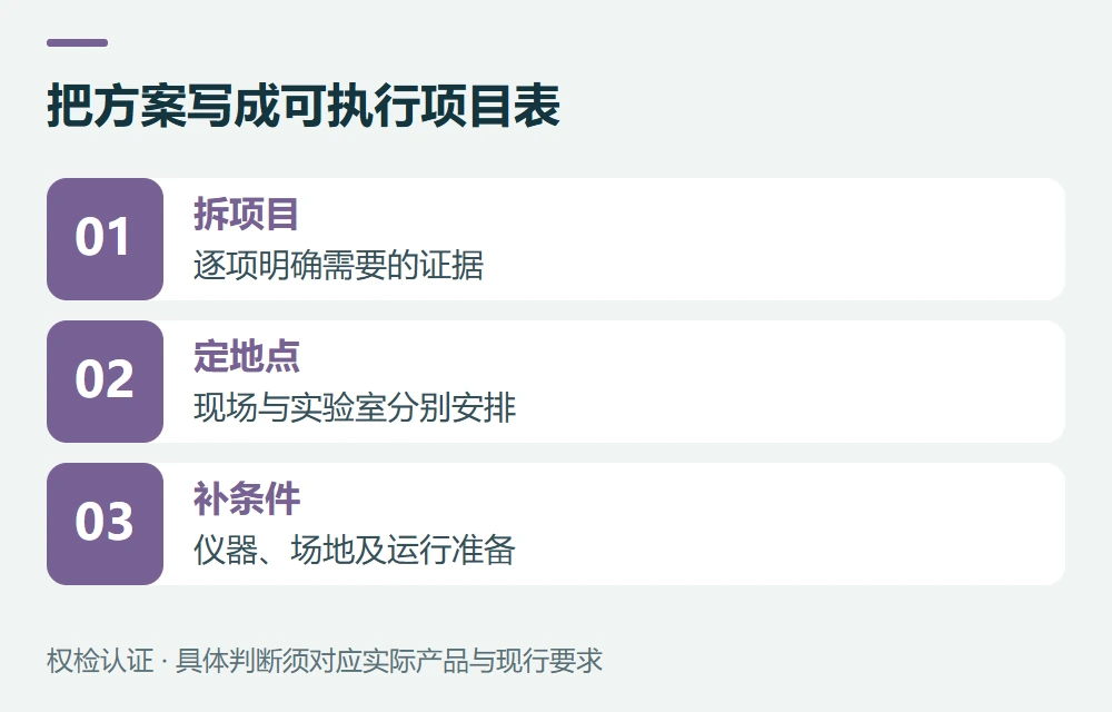 测试前,用项目表确认现场和实验室分工示意图