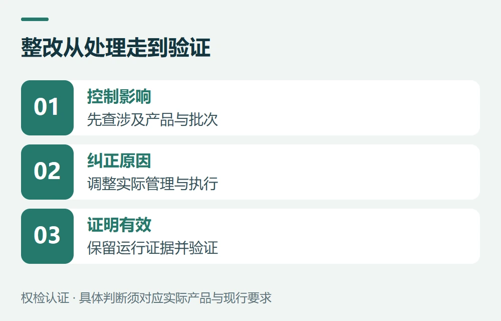 发现不符合项,整改要回答四个问题示意图