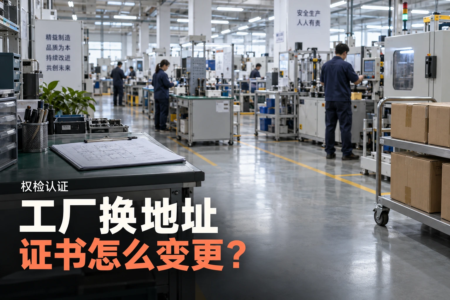 换了工厂地址,证书要怎么变更?:权检认证实物场景示意