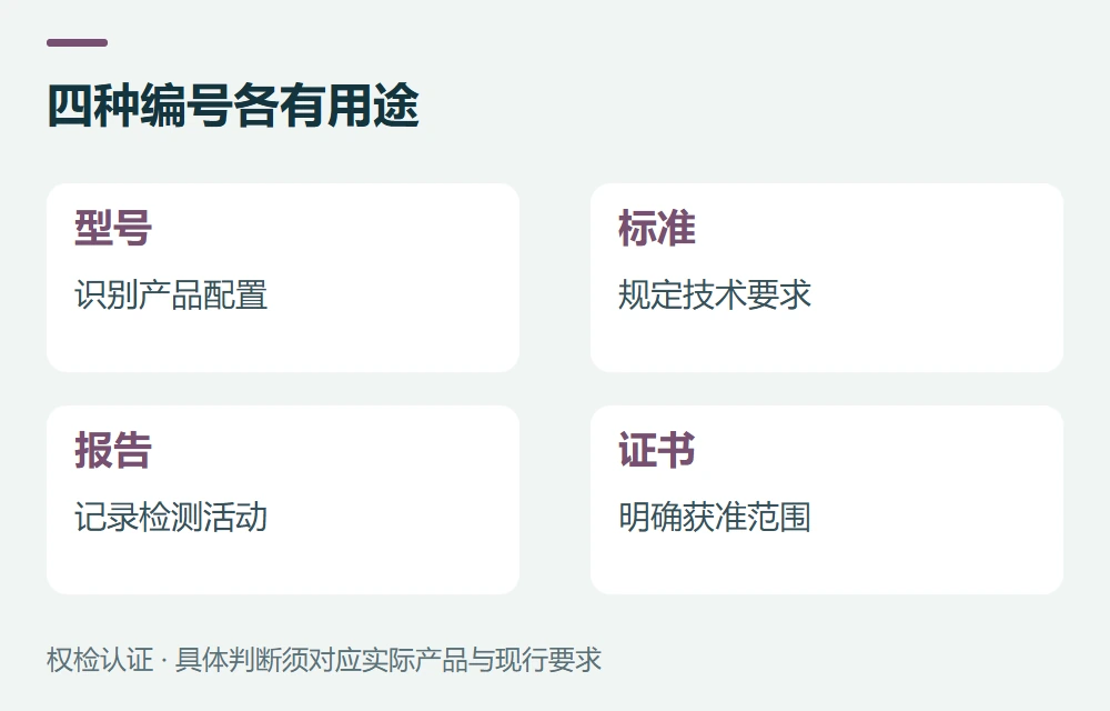 标准号、产品型号和报告覆盖,是三件事示意图