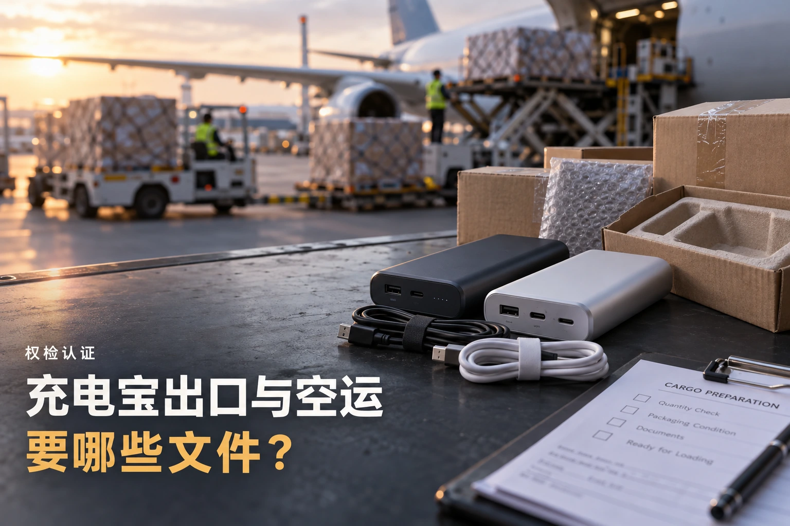 充电宝出口和空运,要哪些文件?:权检认证实物场景示意