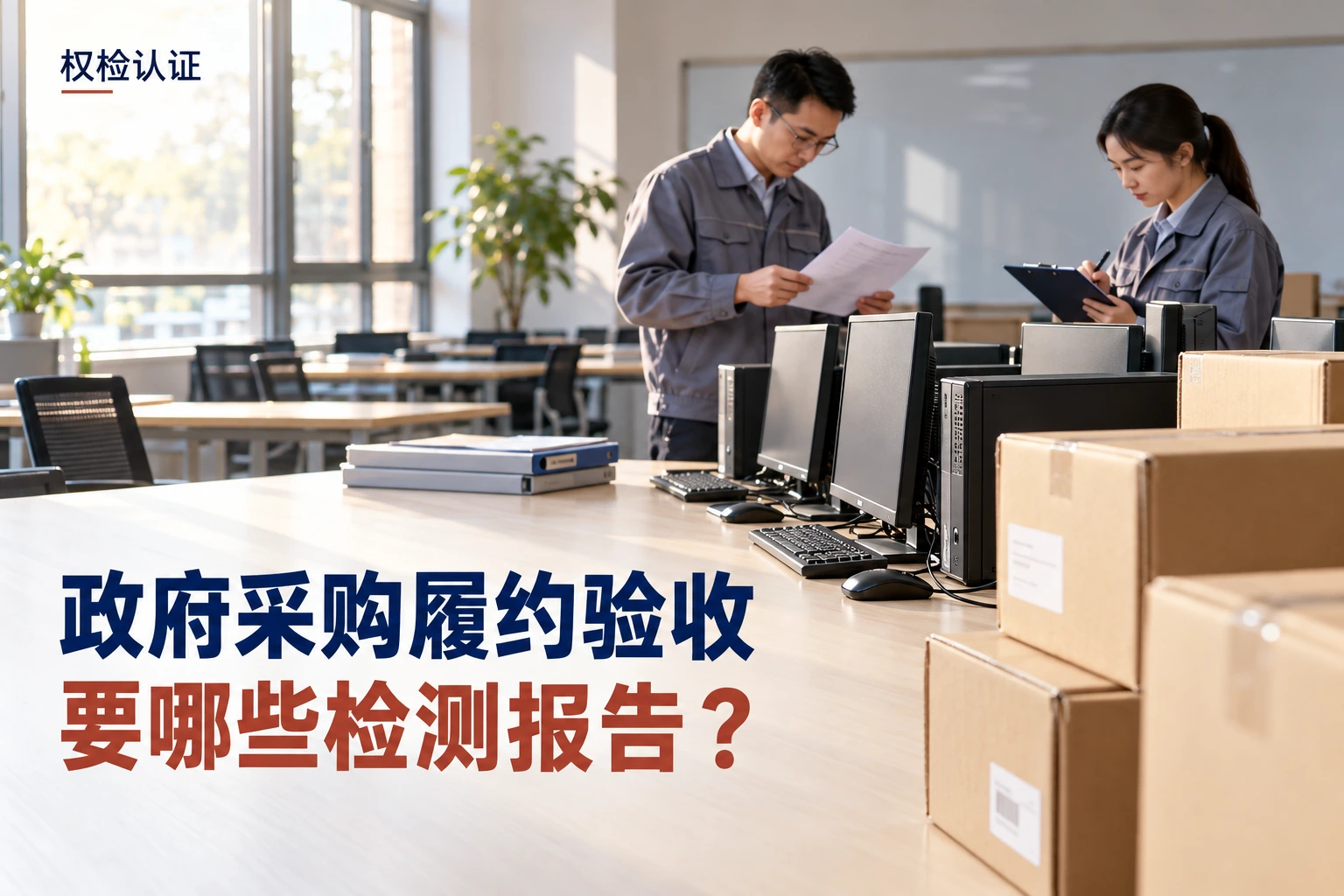 政府采购履约验收,要哪些检测报告?|权检认证,AI生成业务场景示意