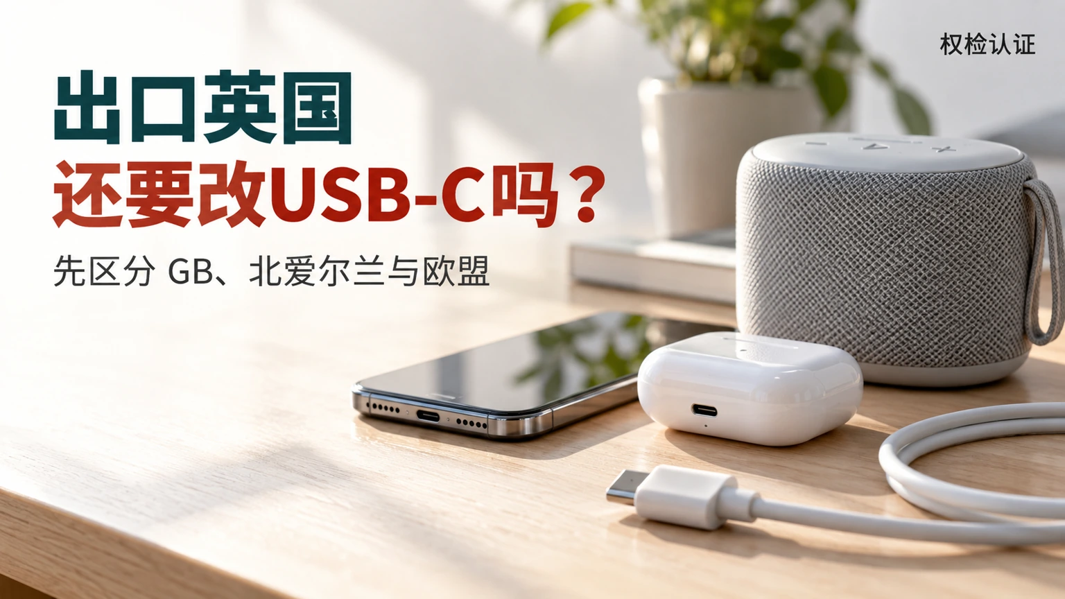 英国GB暂不引入统一充电接口法规 出口产品还要改USB-C吗|权检认证,AI生成产品场景示意