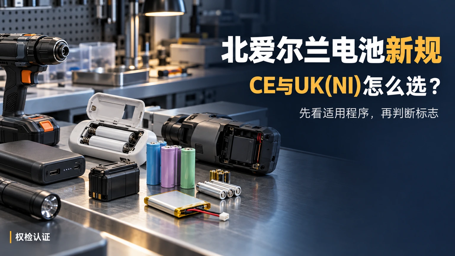 北爱尔兰电池新规实施 CE和UK(NI)标志怎么判断|权检认证,AI生成产品场景示意