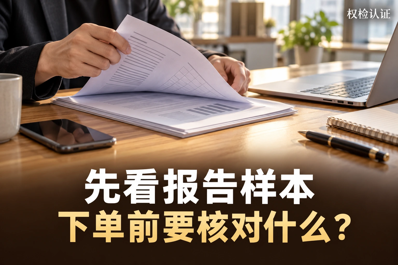 下单前,能先看检测机构的样本报告吗?|权检认证,AI生成业务场景示意