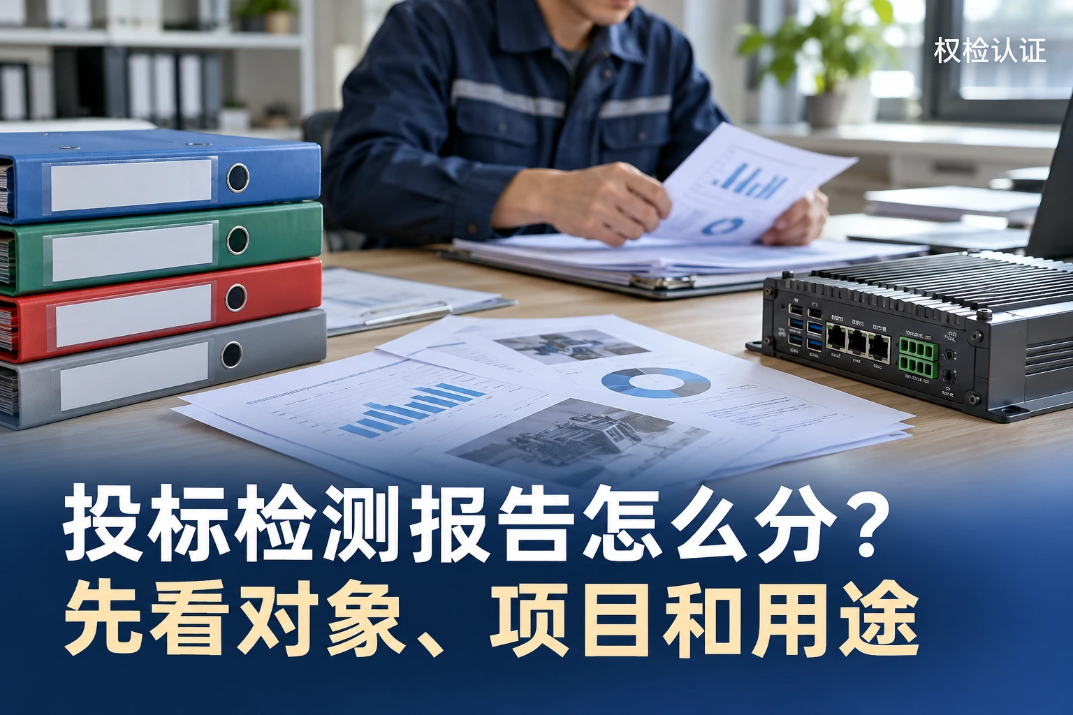 投标常见检测报告类型,一张表看懂|权检认证,AI生成业务场景示意
