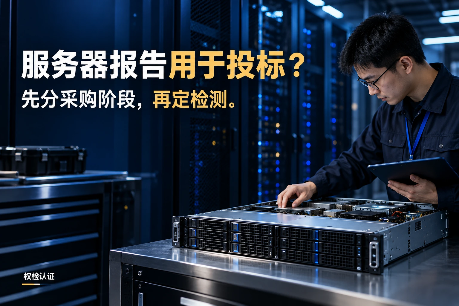 服务器检测报告投标怎么办|权检认证,AI生成业务场景示意