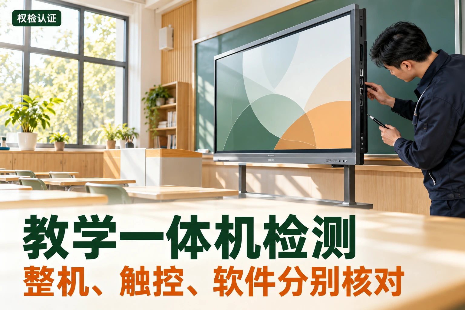 教学一体机检测报告怎么办|权检认证,AI生成业务场景示意