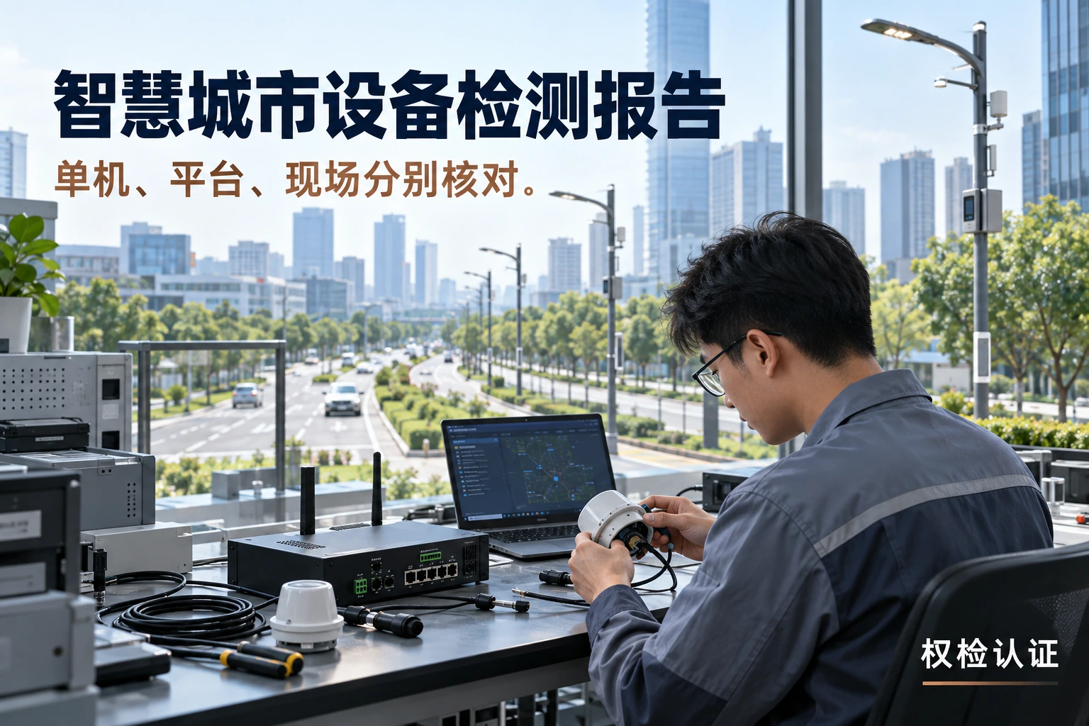 智慧城市设备检测报告怎么办理|权检认证,AI生成业务场景示意