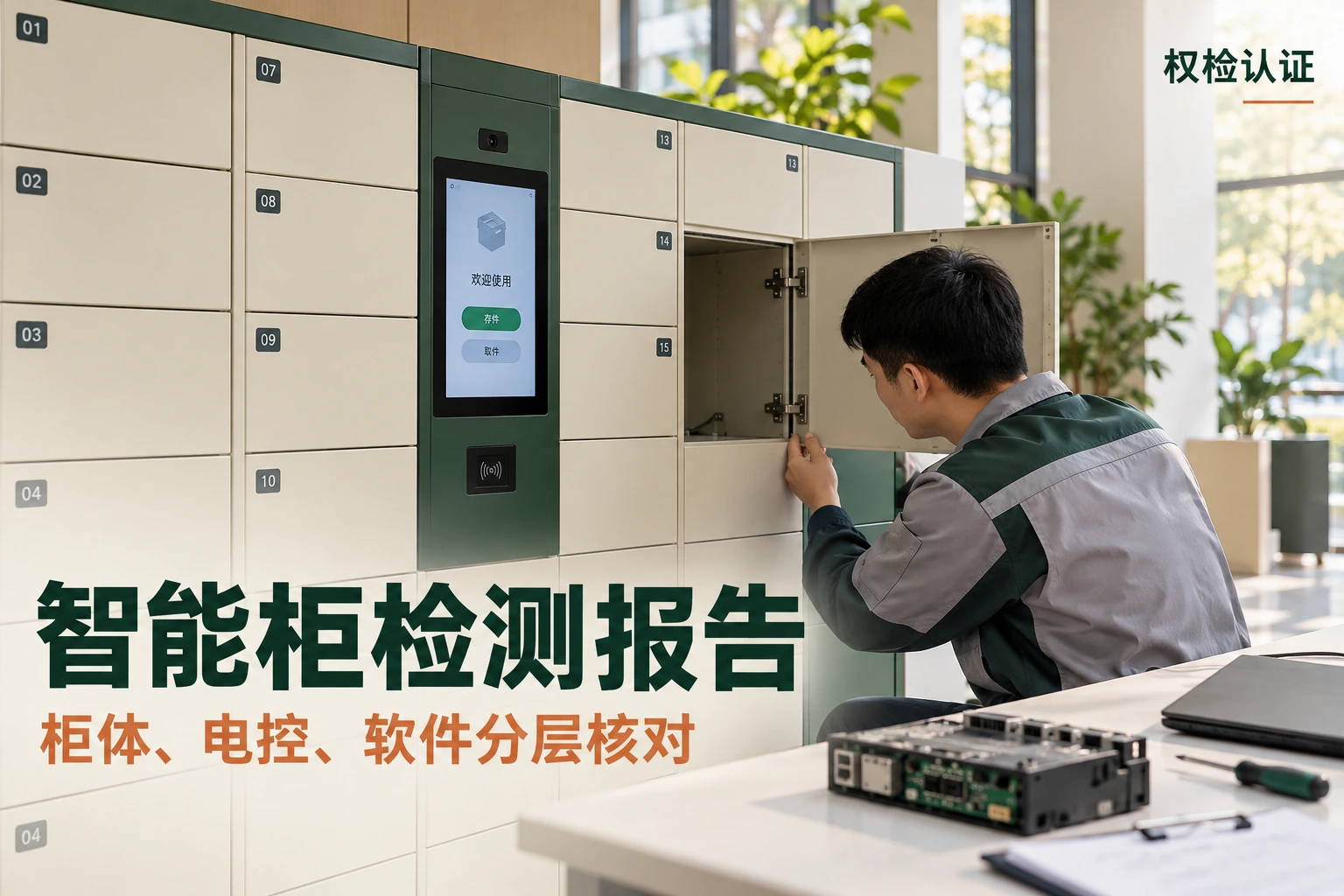 智能柜检测报告怎么办理|权检认证,AI生成业务场景示意