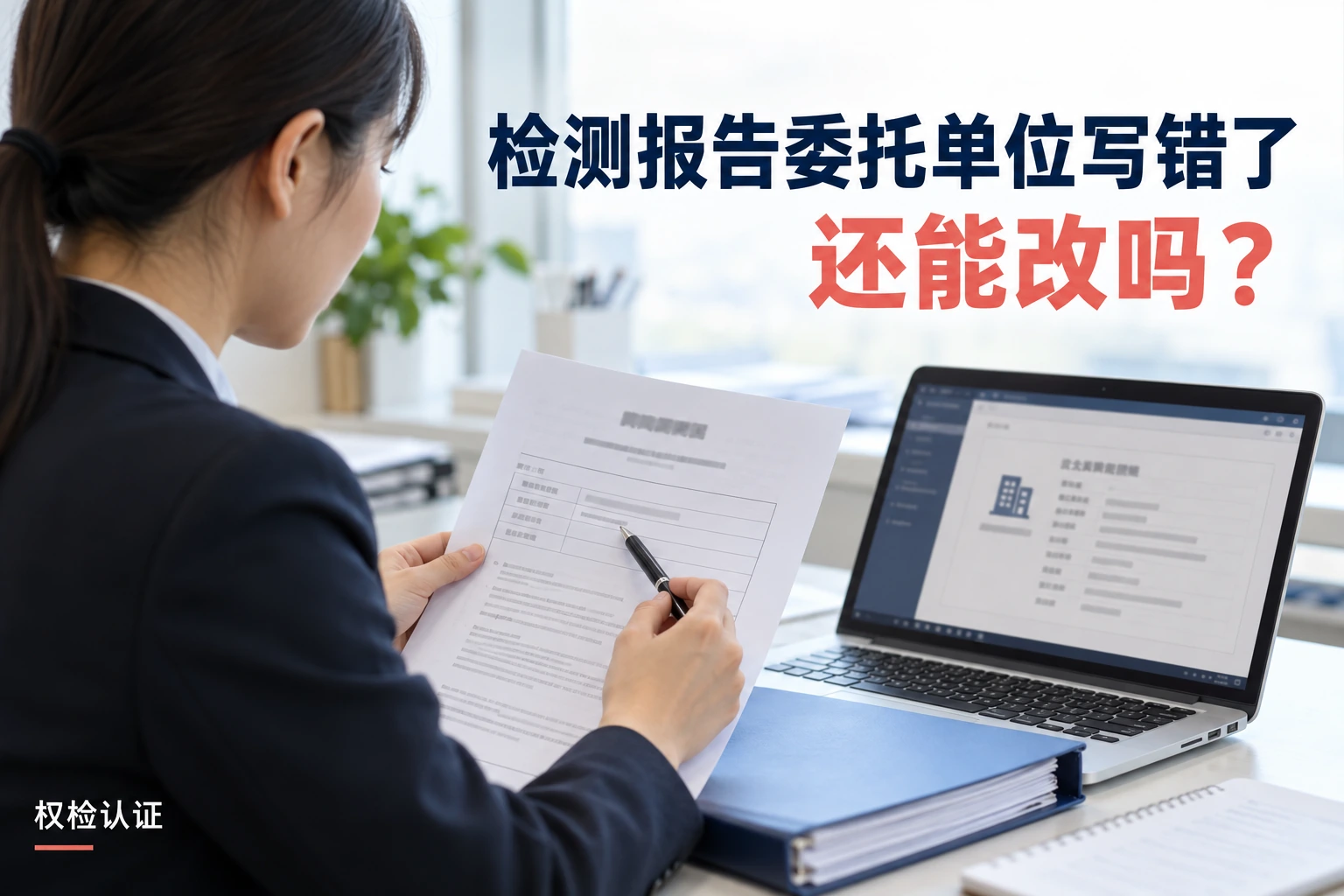 检测报告委托单位写错了,还能改吗?,权检认证AI业务场景封面
