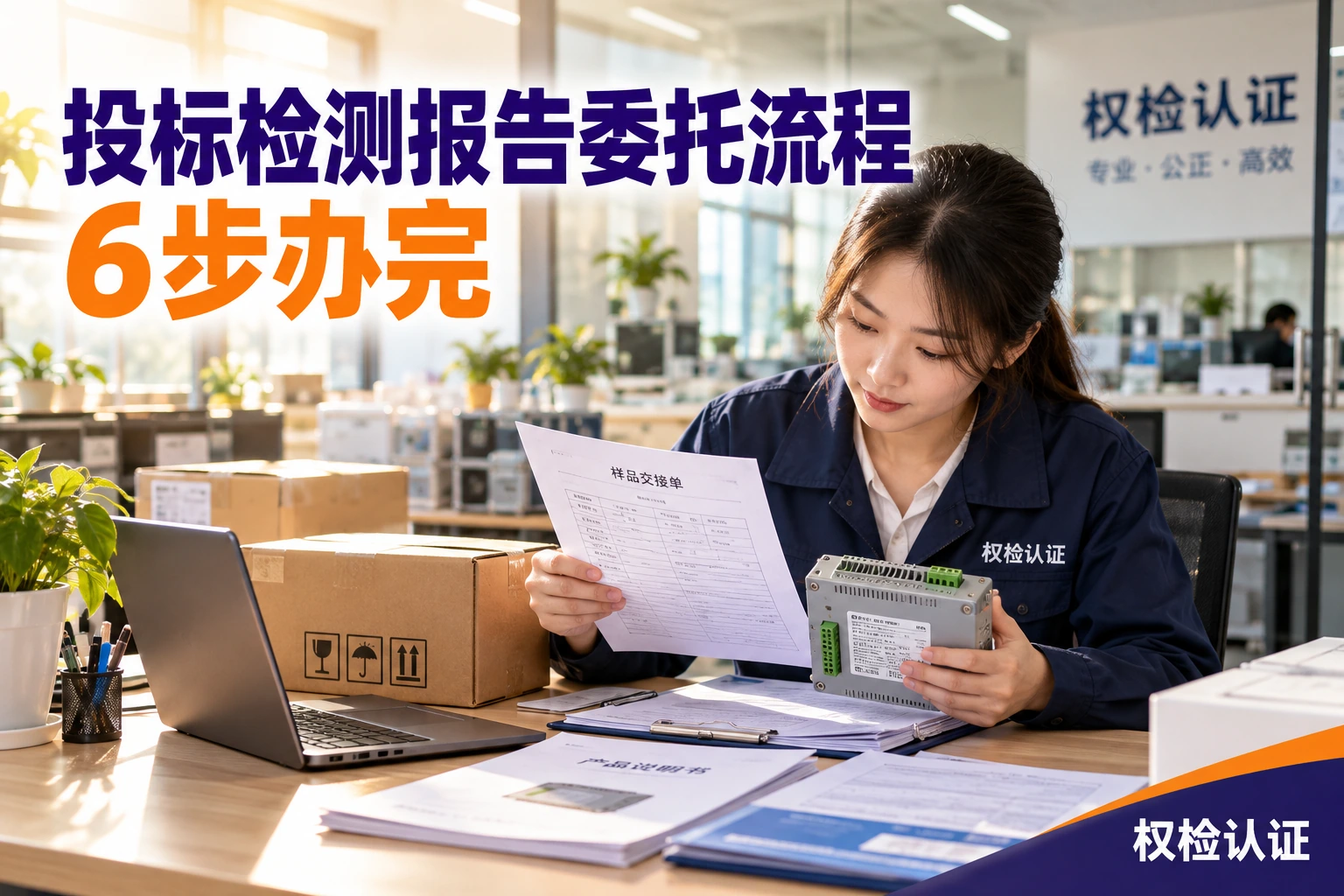 投标检测报告委托流程,6步办完,权检认证AI业务场景封面