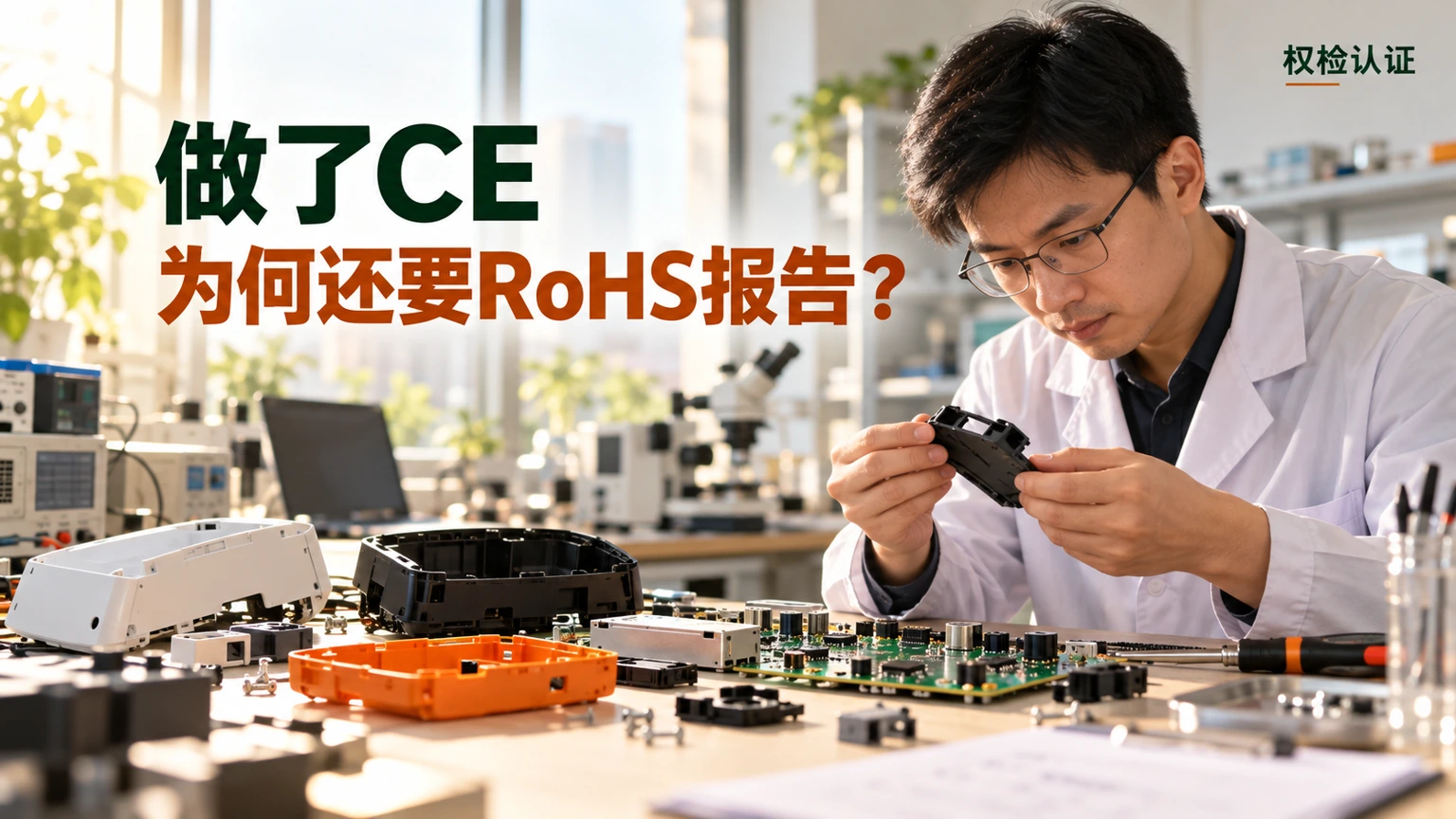 做了CE,客户为何还要RoHS报告?,权检认证AI业务场景封面