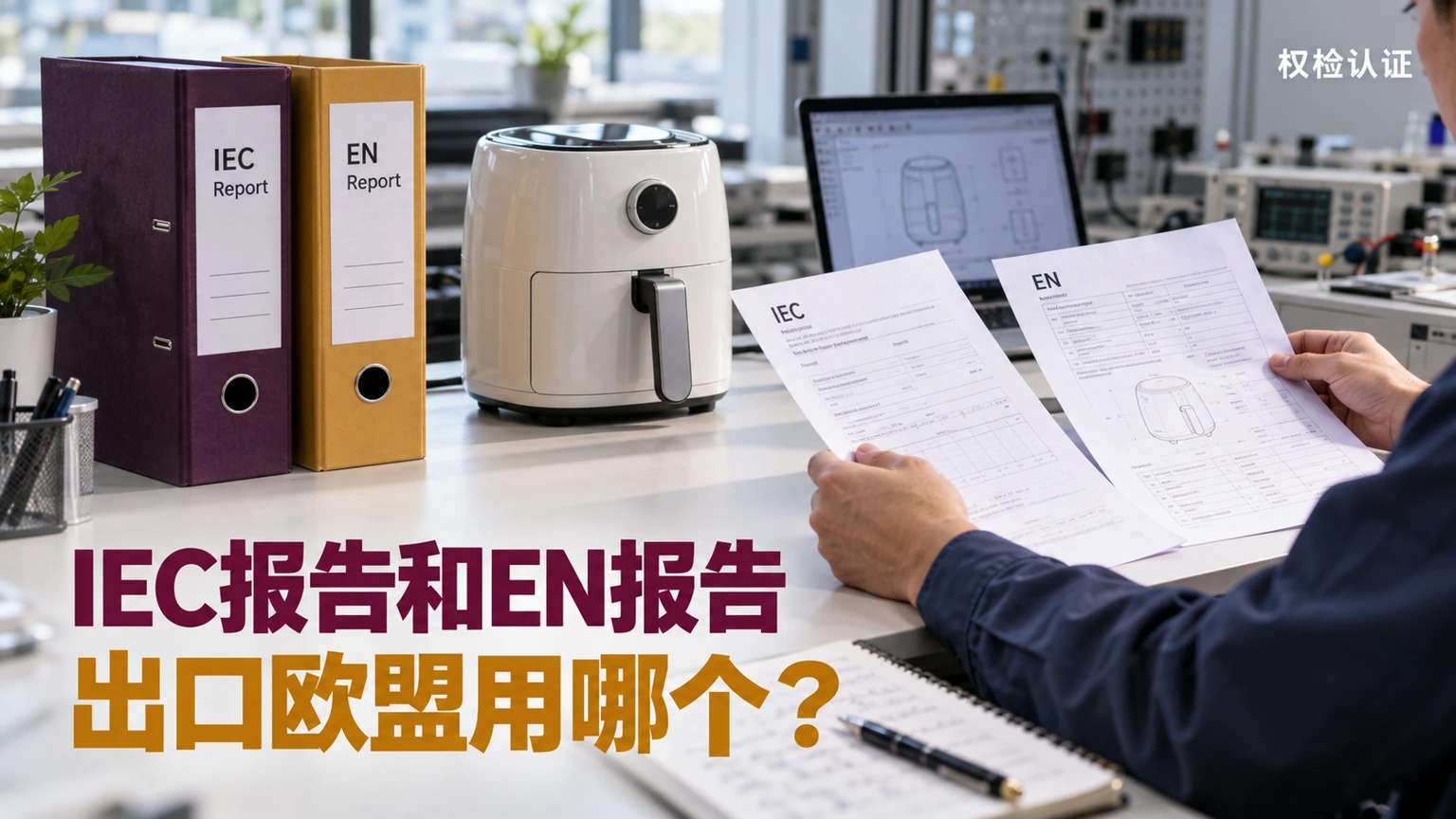 IEC报告和EN报告,出口欧盟用哪个?,权检认证AI业务场景封面