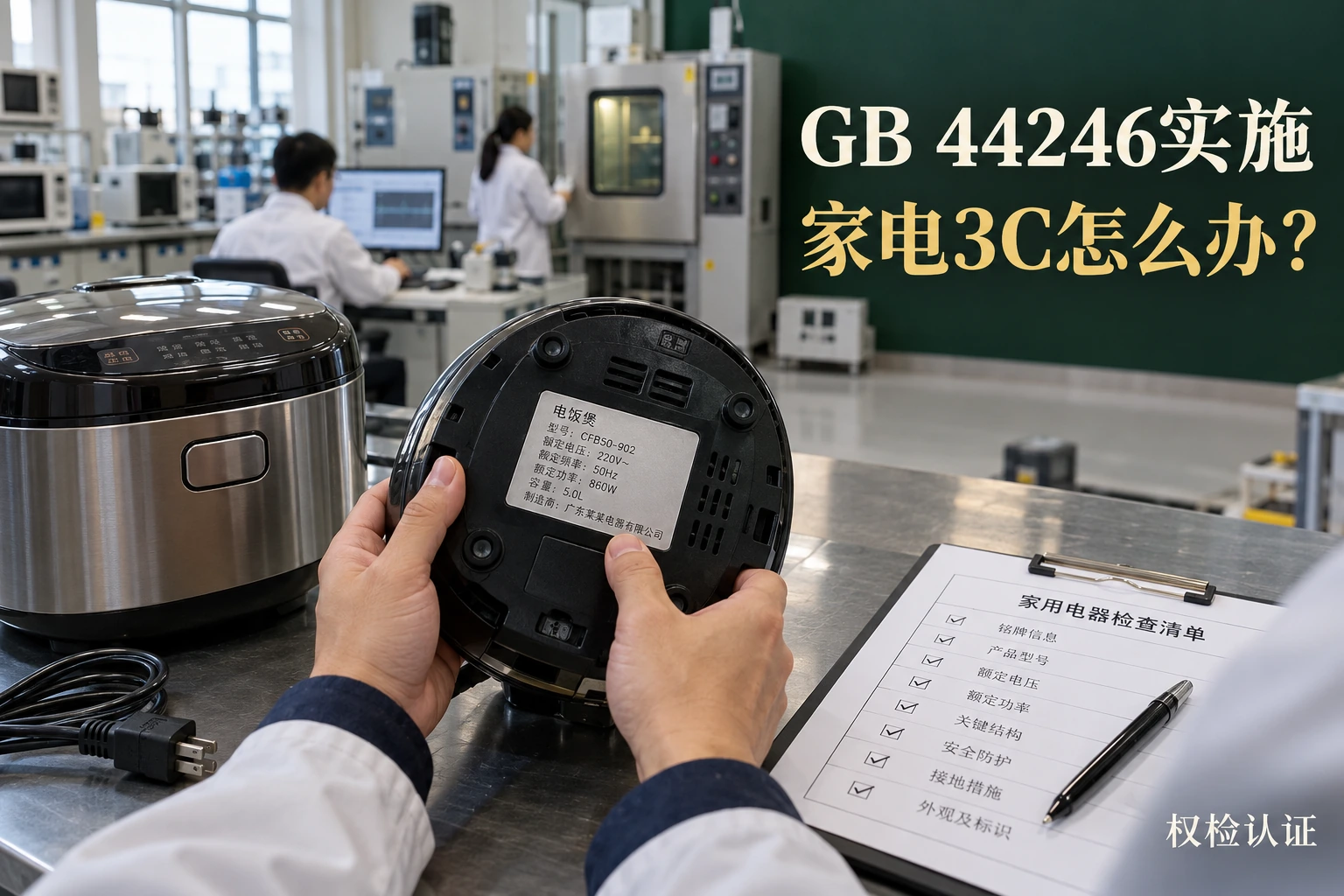 GB 44246实施,家电3C怎么办?,权检认证AI业务场景封面