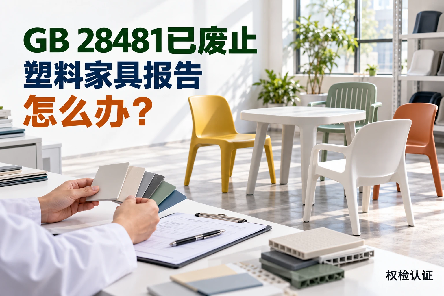 GB 28481已废止,塑料家具报告怎么办?,权检认证AI业务场景封面