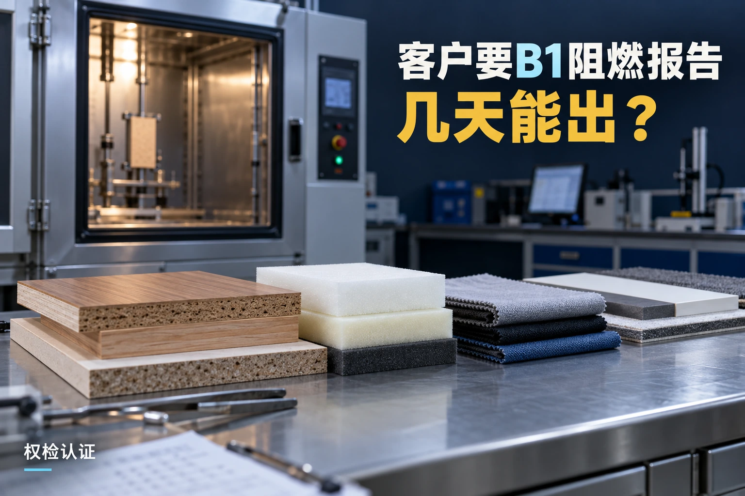 客户要B1阻燃报告,几天能出?,权检认证AI业务场景封面