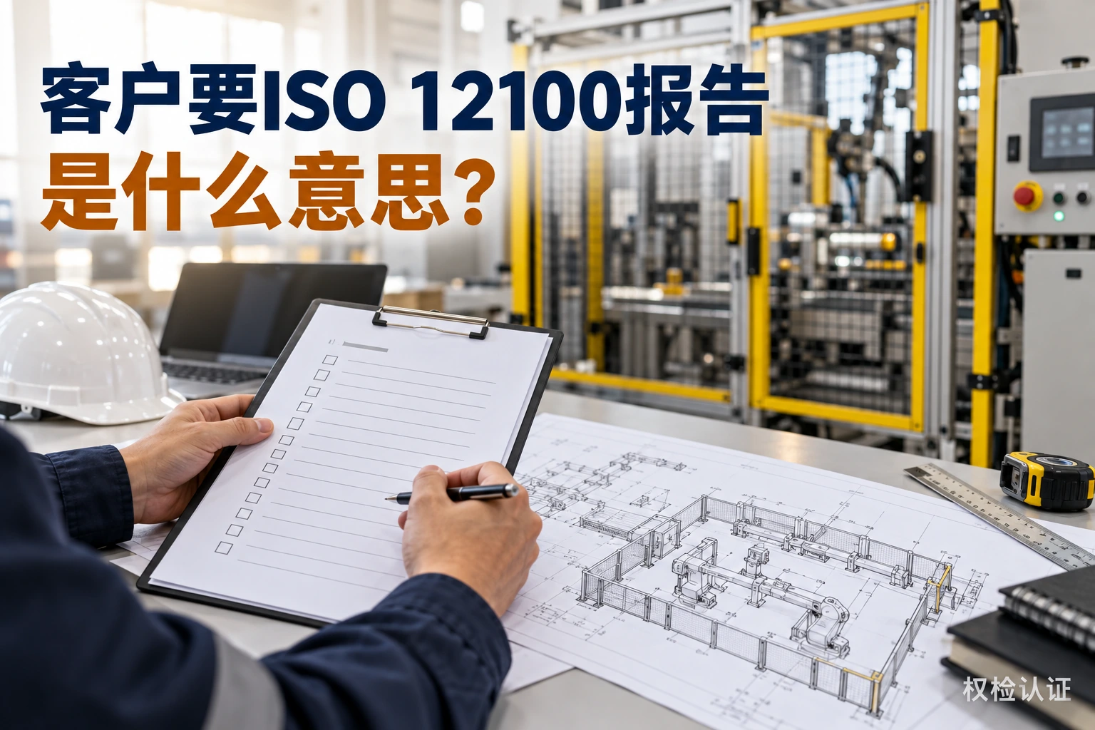 客户要ISO 12100报告,什么意思?,权检认证AI业务场景封面