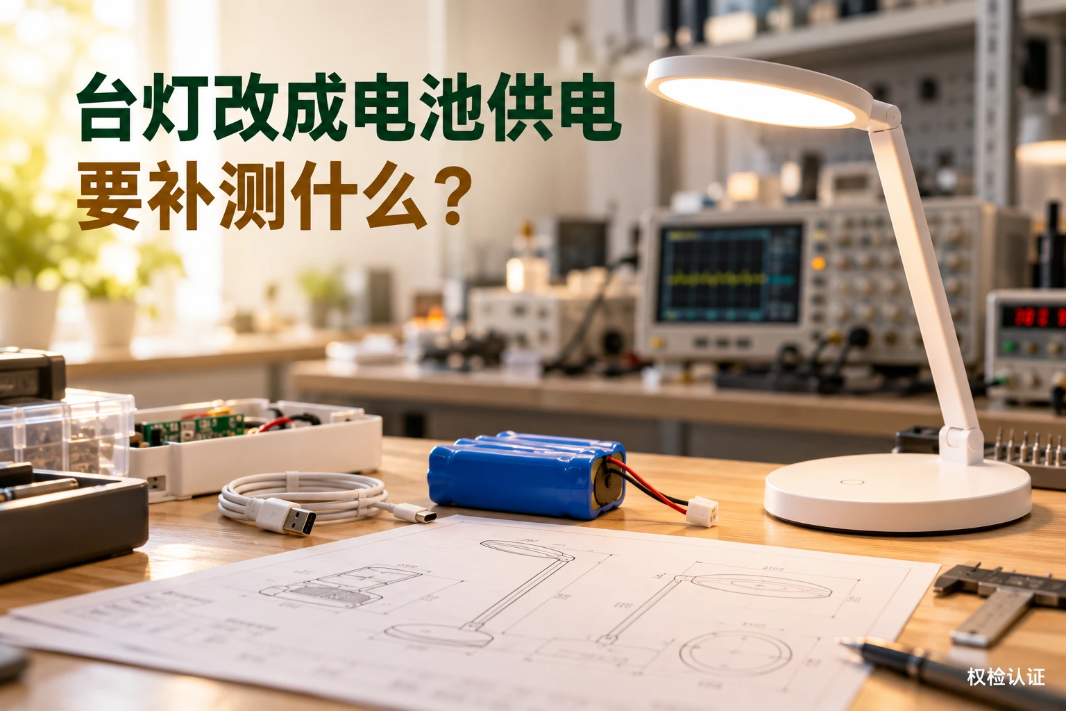 台灯由USB供电改成电池供电,要补测什么?,权检认证AI业务场景封面