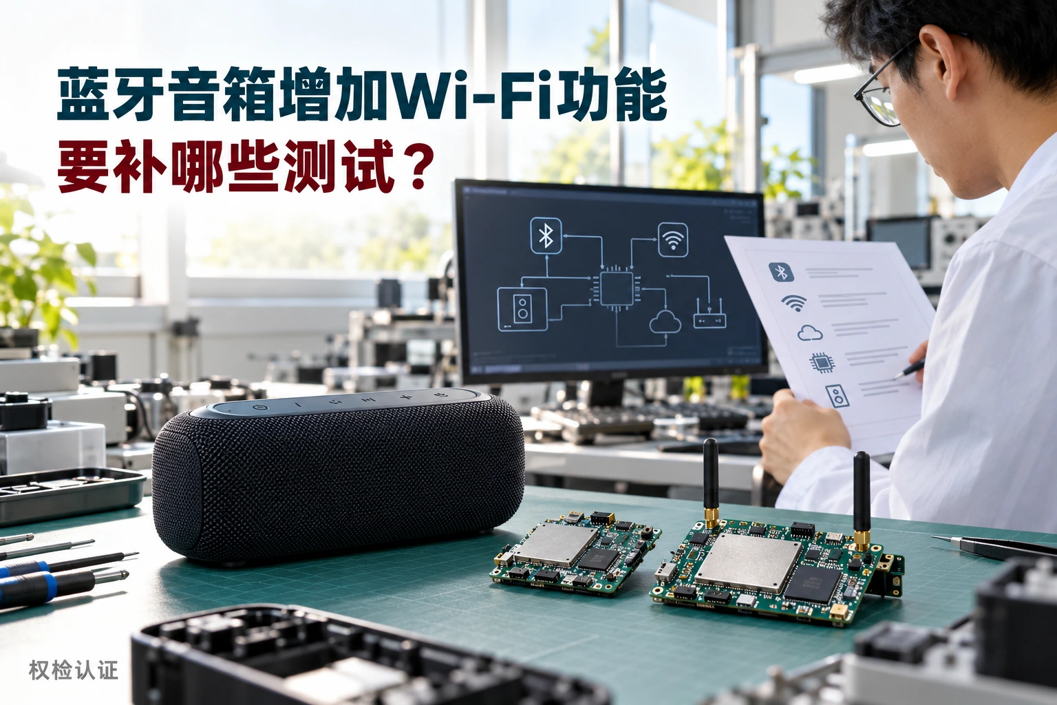 蓝牙音箱增加Wi-Fi功能,要补哪些测试?,权检认证AI业务场景封面