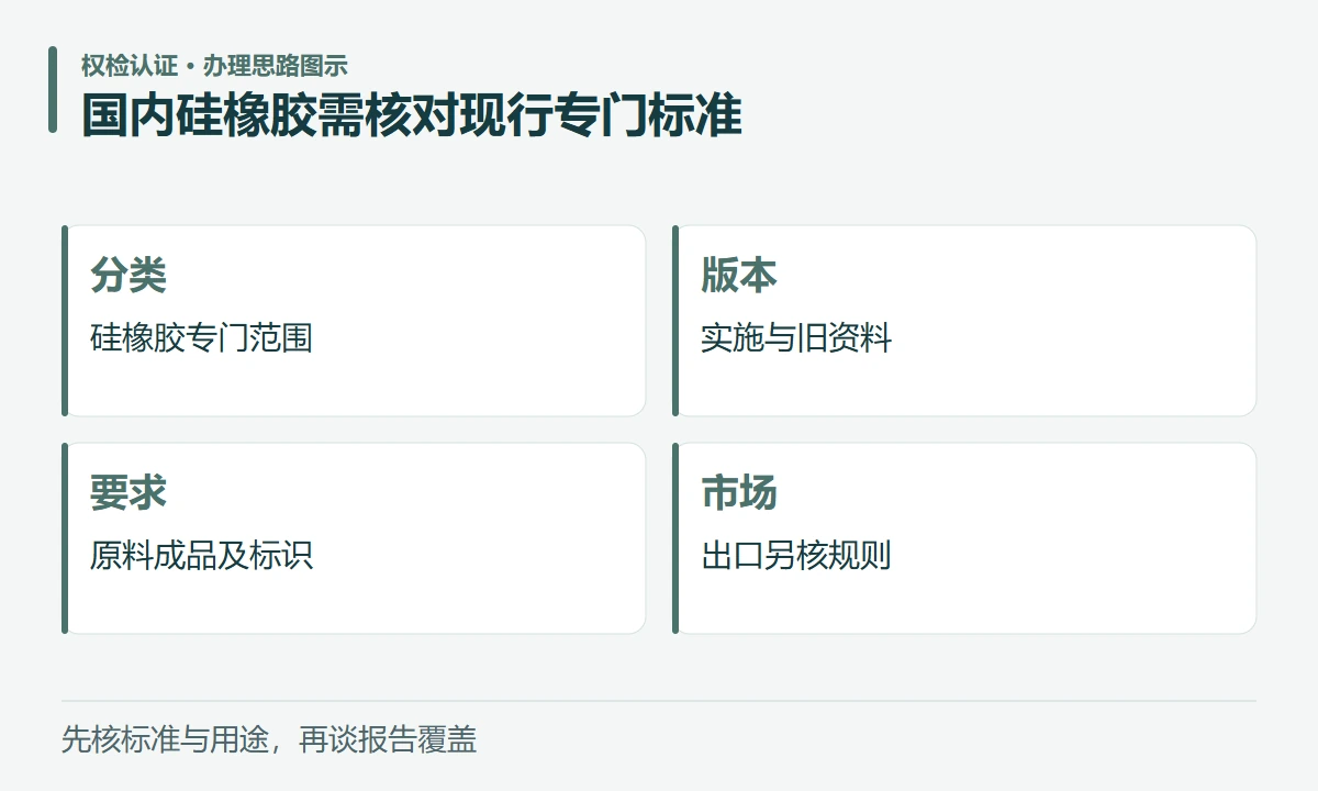 国内硅橡胶需核对现行专门标准:分类,硅橡胶专门范围;版本,实施与旧资料;要求,原料成品及标识;市场,出口另核规则