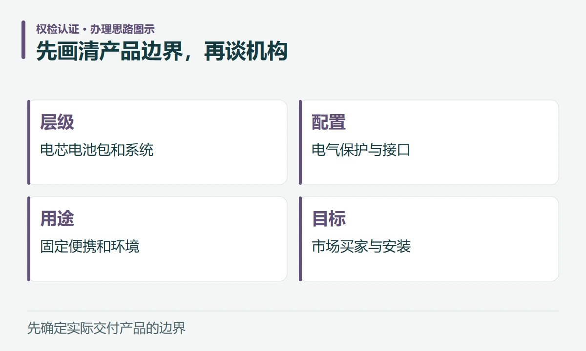 先画清产品边界,再谈机构:层级,电芯电池包和系统;配置,电气保护与接口;用途,固定便携和环境;目标,市场买家与安装