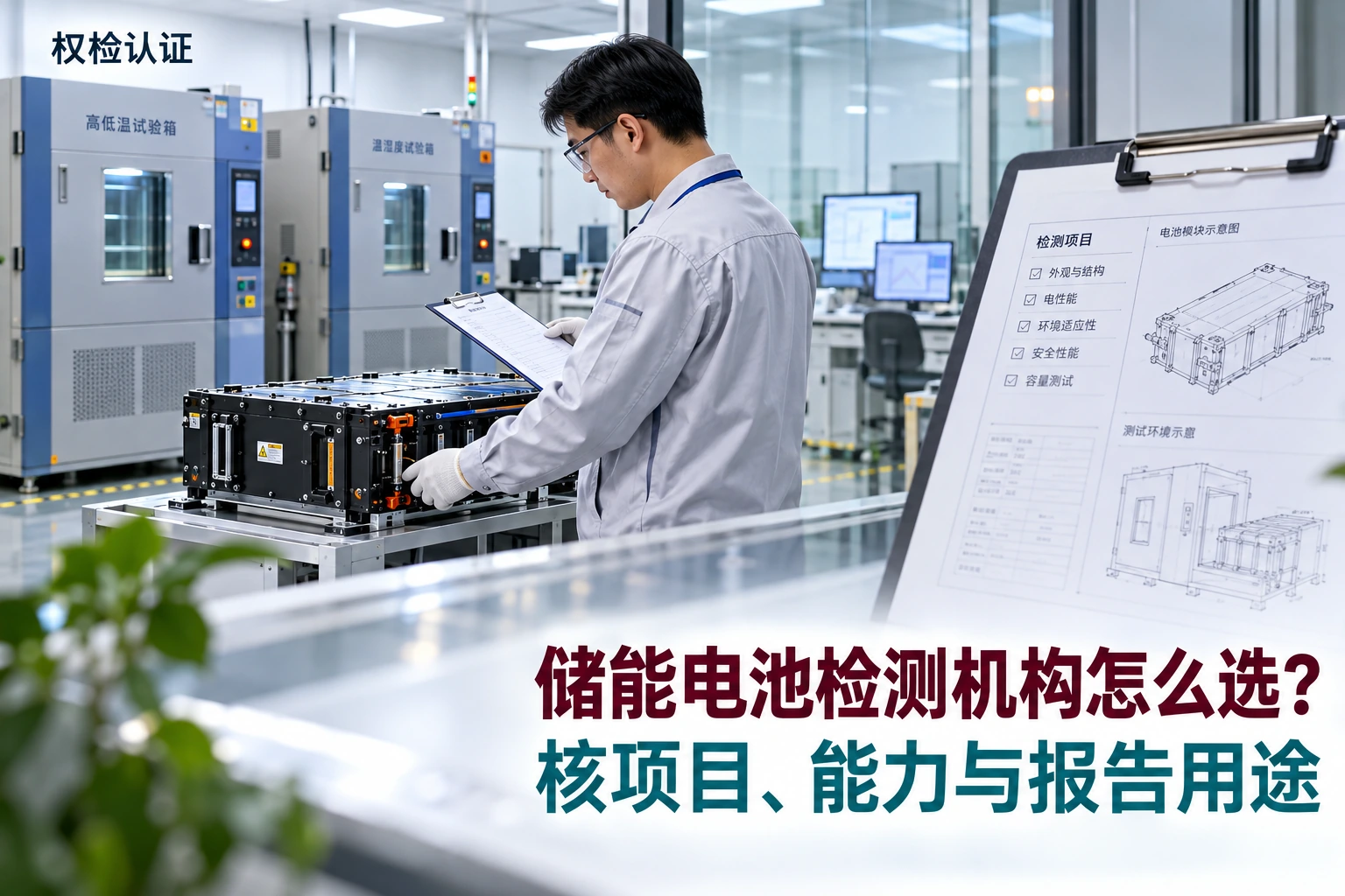 储能电池检测机构哪家好?,权检认证AI业务场景封面